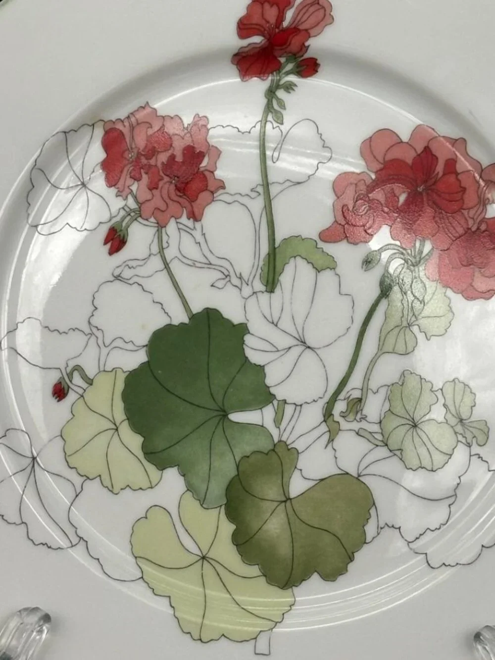 Vintage Block Spal Portugal Watercolor Series Geranium Salad Plate 8" - Picture 3 of 6
